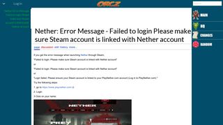 Nether: Error Message - Failed to login Please make sure Steam ...