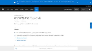 80710016 PS3 Error Code - PlayStation