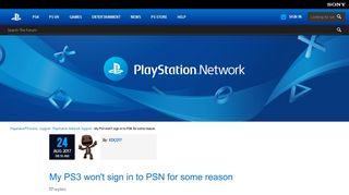 My PS3 won't sign in to PSN for some reason - PlayStation Network ...