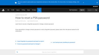 How to reset a PSN password - PlayStation
