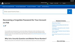 Recovering a Forgotten Password for Your ... - PlayStation Support