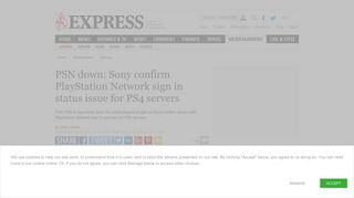 PSN down: Sony confirm PlayStation Network sign in status issue for ...