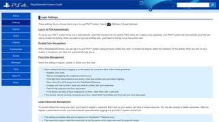 Login Settings | PlayStation®4 User's Guide
