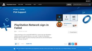 PlayStation Network sign-in Failed - PlayStation Forum