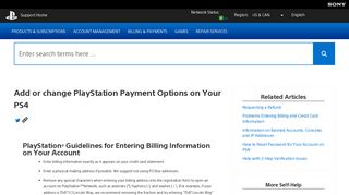 Add or change PlayStation Payment Options on Your PS4