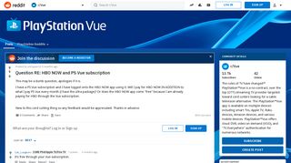 Question RE: HBO NOW and PS Vue subscription : Vue - Reddit