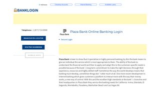 Plaza Bank Online Banking Login | Bank Login