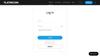 log in log in - PLATINCOIN – official website