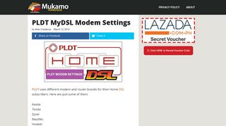 PLDT MyDSL Modem Settings - Mukamo