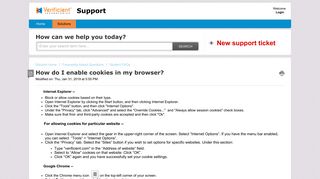 How do I enable cookies in my browser? : Support - Solutions