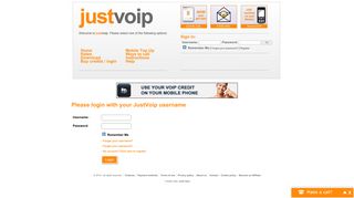 Please login with your JustVoip username