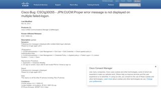 Cisco Bug: CSCtg30055 - JPN:CUCM:Proper error message is not ...