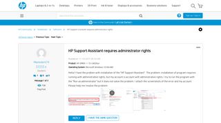 HP Support Assistant requires administrator rights - HP Support ...