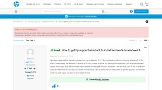 Solved: How to get hp support assistant to install and work on ...