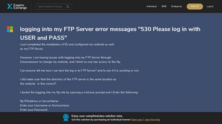 logging into my FTP Server error messages 