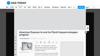 American Express to end its Plenti frequent-shopper program on July 10