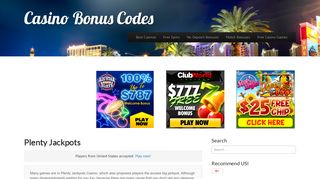 Plenty Jackpots no deposit bonus codes - Casino Bonus Codes