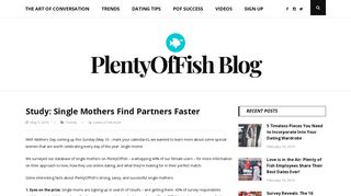 Study: Single Mothers Find Partners Faster - PlentyOfFish Blog - POF ...