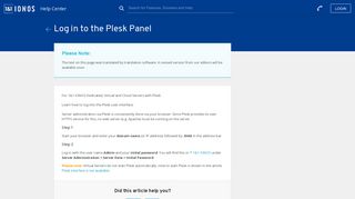 Log in to the Plesk Panel - 1&1 IONOS Help