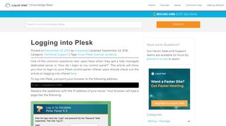 Logging into Plesk | Liquid Web Knowledge Base