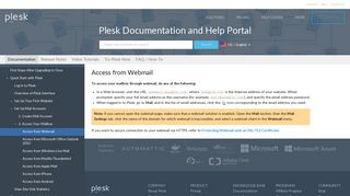 Access from Webmail - Plesk Documentation