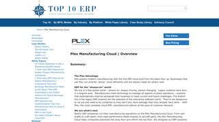 Plex Systems ERP: unbiased review, cost, pricing. Free demos.