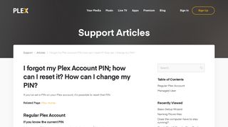 I forgot my Plex Account PIN; how can I reset it? How can I change my ...