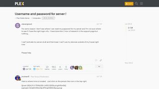 Username and password for server ! - Computers - Plex Forum