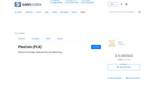 PlexCoin (PLX) Price, Chart, Value & Market Cap | CoinCodex