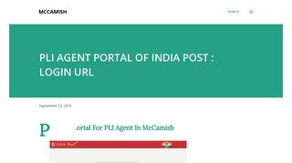 PLI AGENT PORTAL OF INDIA POST : LOGIN URL - McCamish