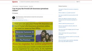 Can we pay the Postal Life Insurance premium online? - Quora