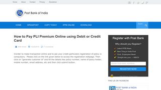 How to Pay PLI Premium Online using Debit or Credit Card | Post ...