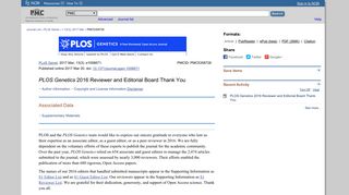 PLOS Genetics 2016 Reviewer and Editorial Board Thank You