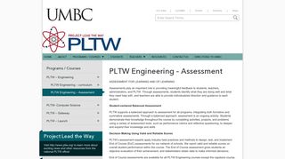 PLTW Engineering – Assessment - Project Lead the Way - UMBC