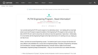 PLTW Engineering Program...Need Information! | Canvas LMS Community