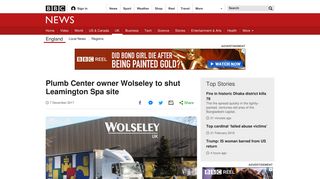 Plumb Center owner Wolseley to shut Leamington Spa site - BBC News