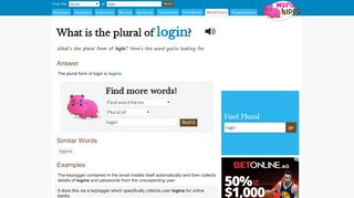 What is the plural of login? - WordHippo