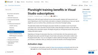 Pluralsight benefit in Visual Studio subscriptions | Microsoft Docs