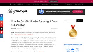 How To Get Six Months Pluralsight Free Subscription - DevopsCube