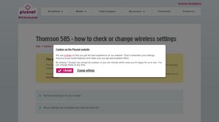 Thomson 585 - how to check or change wireless settings ... - Plusnet
