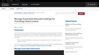 Manage Automated Attendant settings for VoiceEdge Select (video ...