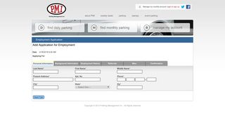 PMI - Parking: Employment Application