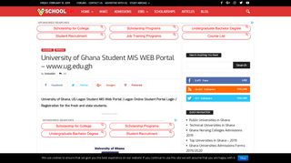 University of Ghana Student MIS WEB Portal - www.ug.edu.gh