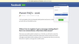 Parent FAQ's - 2016 - Facebook