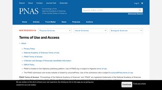 Terms of Use and Access | PNAS