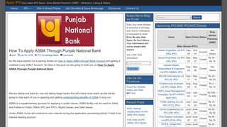How To Apply ASBA Through Punjab National Bank - Apply IPO