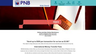 Fees for International Money Transfers to Philippines | PNB Web Remit