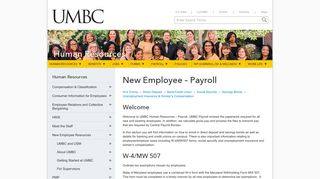 New Employee – Payroll - Human Resources - UMBC