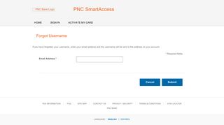 PNC SmartAccess - Forgot Username - visaprepaidprocessing.com