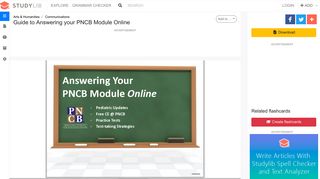 Guide to Answering your PNCB Module Online - studylib.net